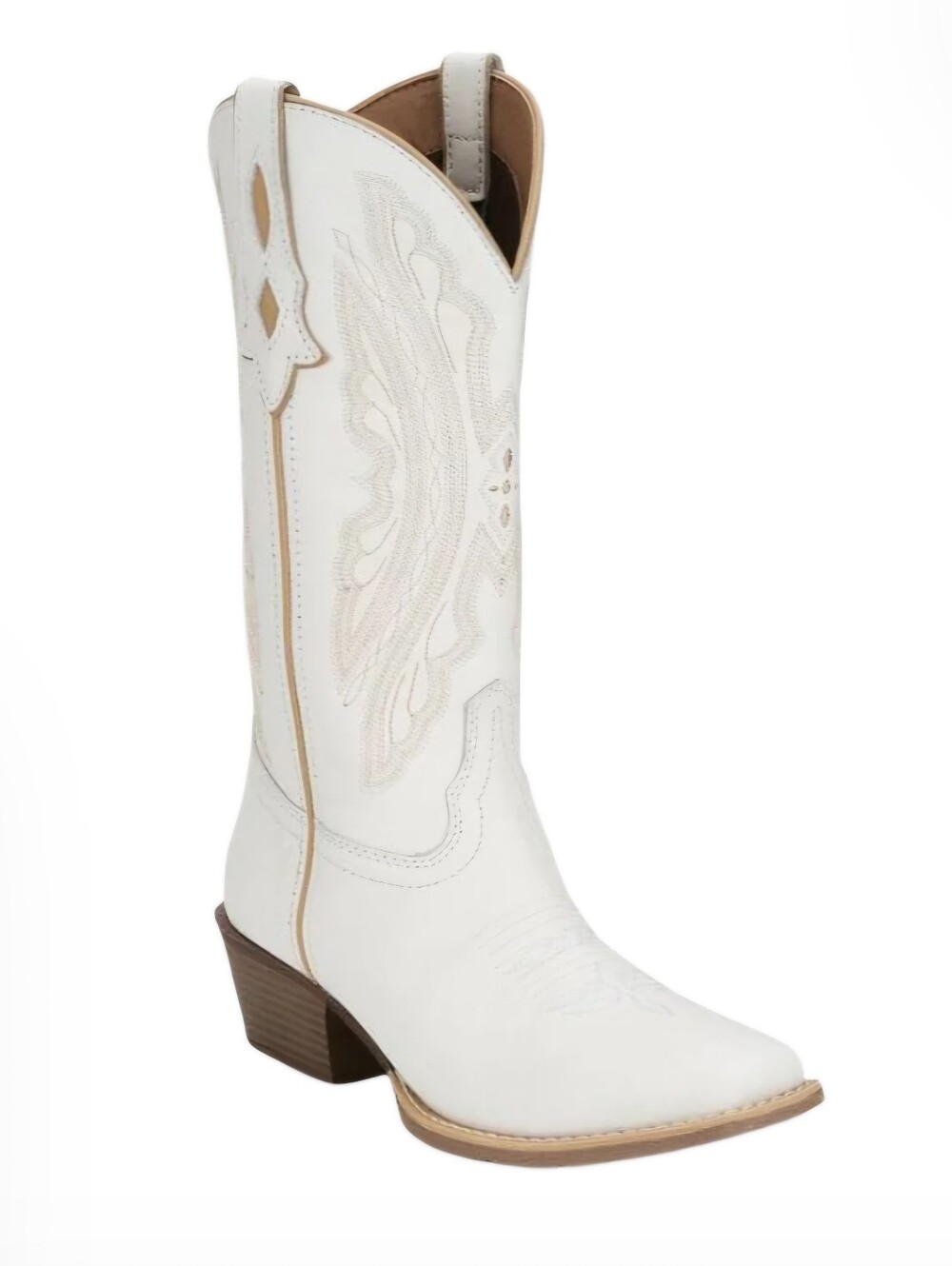 Justin White Embroidered Western Gypsy 12" Square Toe Size 8.5 NWT!